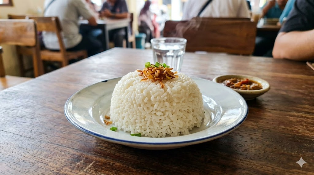 Nasi putih hangat